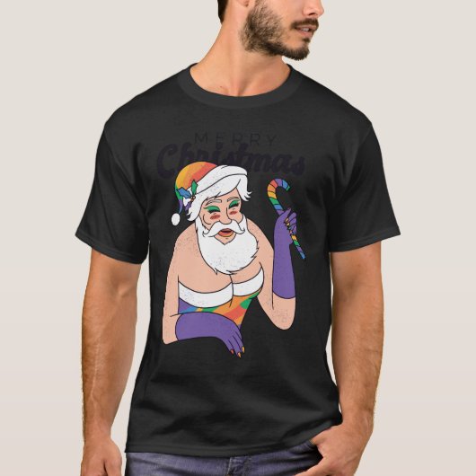 Drag Queen Santa Clause Schattige X-Mas Cadeau T-s T-shirt (Voorkant)