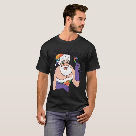 Drag Queen Santa Clause Schattige X-Mas Cadeau T-s T-shirt (Voorkant volledig)