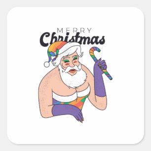 Drag queen santa vierkante sticker