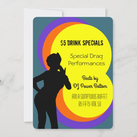 Drag Queen Surprise Party Uitnodigingen (Achterkant)
