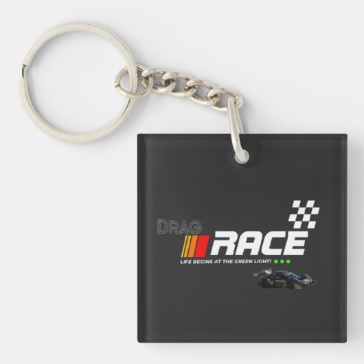 "Drag Race Car Graphic-Design Sleutelhanger (voorkant)