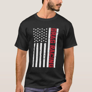 Drag Racing Amerikaanse vlag 4 juli straatrace T-shirt