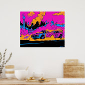 Drag-racing burn-out - Drag-racing auto's Poster (Keuken)