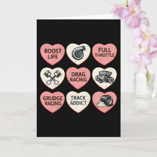 Drag Racing Valentine Candy Hearts Kaart