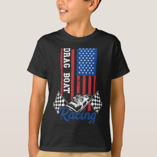 Dragbootracen amerika usa vlag bootmotor t-shirt
