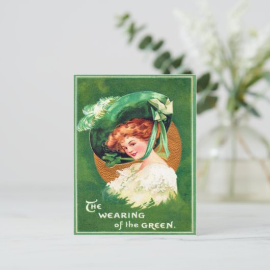  dragen van de groene St Patrick's Day Kaart (Staand voorkant)