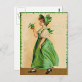 dragen van de groene St Patrick's Day Kaart (Voorkant / Achterkant)