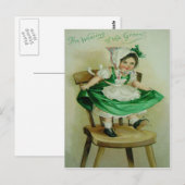 dragen van de groene St Patrick's Greeting Briefkaart (Voorkant / Achterkant)