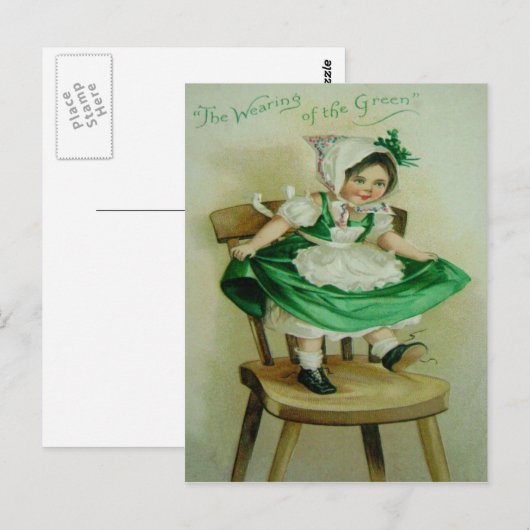 dragen van de groene St Patrick's Greeting Briefkaart (Voorkant / Achterkant)