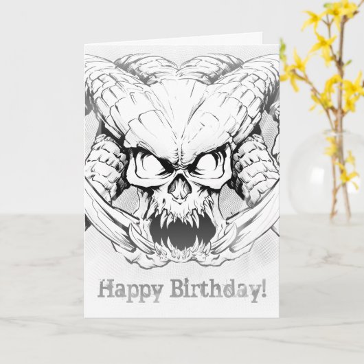 Dragenoth Demon Skull Lord Birthday Kaart (Gele Bloem)