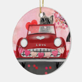 Drager auto met airn Terrier Drift met hart Valent Keramisch Ornament (Links)