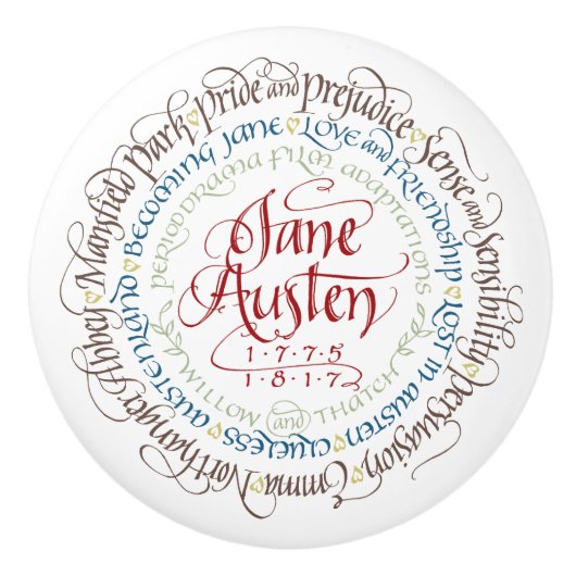 Drager/kabinetknop - Jane Austen Period Dramas Keramische Knop (Voorkant)