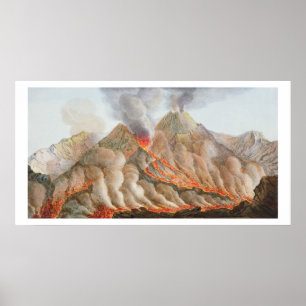 Drager van de berg Vesuvius van een originele teke Poster