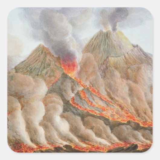 Drager van de berg Vesuvius van een originele teke Vierkante Sticker (Voorkant)