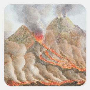 Drager van de berg Vesuvius van een originele teke Vierkante Sticker