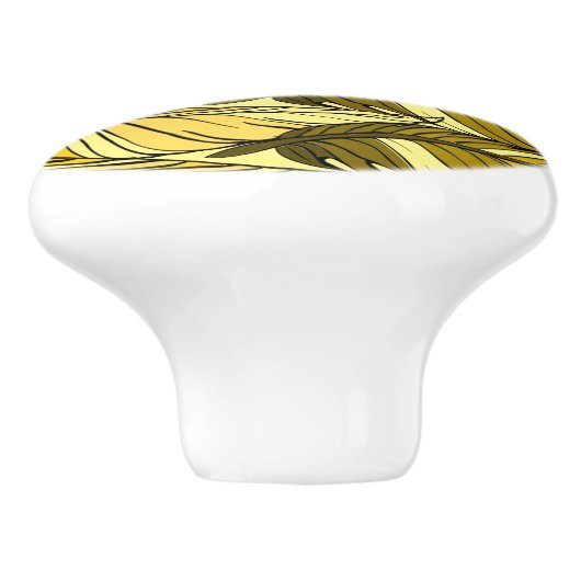 Dragermeeuw - Gele verfveren met zijband Keramische Knop (Zijkant)