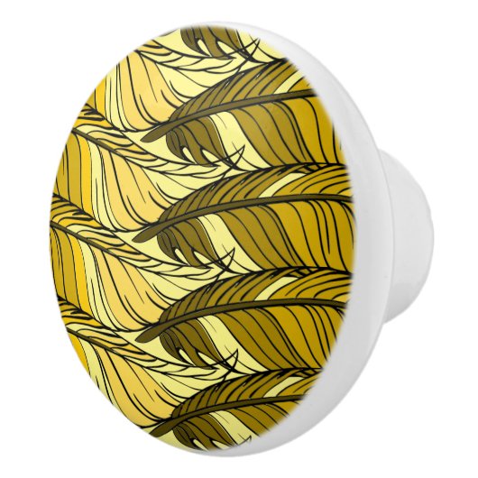 Dragermeeuw - Gele verfveren met zijband Keramische Knop (Rechts)