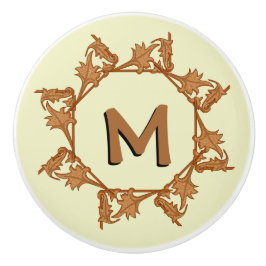 Dragerpullen - Bladeren in cirkel met Initiaal (v. Keramische Knop