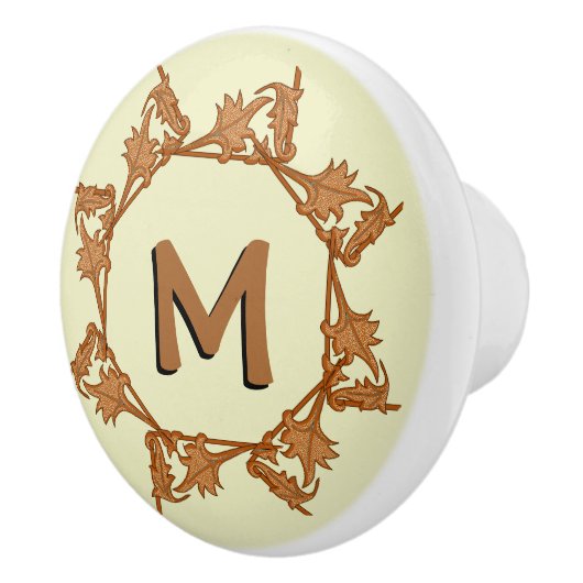 Dragerpullen - Bladeren in cirkel met Initiaal (v. Keramische Knop (Rechts)