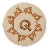 Dragerpullen - Bladeren in cirkel met Initiaal (v. Keramische Knop (Voorkant)
