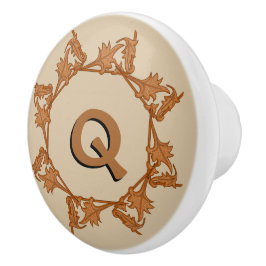 Dragerpullen - Bladeren in cirkel met Initiaal (v. Keramische Knop