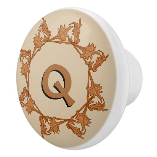 Dragerpullen - Bladeren in cirkel met Initiaal (v. Keramische Knop (Rechts)