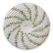 Dragerpullen - Groene spiraal op wit Keramische Knop (Voorkant)