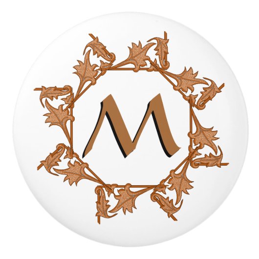 Dragerpullen - Leafy Circle en Initiaal Keramische Knop (Voorkant)