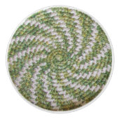 Dragerpullen - White Spiral on Green Keramische Knop (Voorkant)