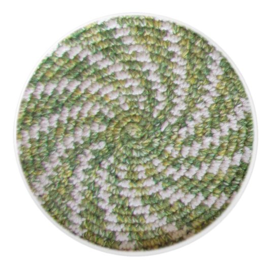 Dragerpullen - White Spiral on Green Keramische Knop (Voorkant)