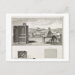 Dragers: een gewone houten camera obscura en een briefkaart