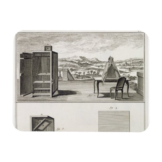 Dragers: een gewone houten camera obscura en een magneet (Horizontaal)