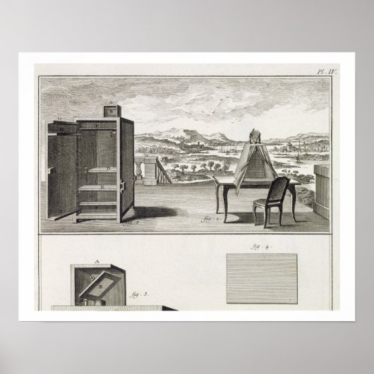 Dragers: een gewone houten camera obscura en een poster (Voorkant)