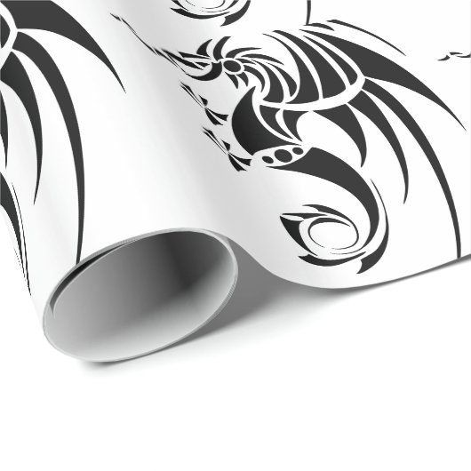 Dragissous V1 - zwarte draak Cadeaupapier (Rol Hoek)