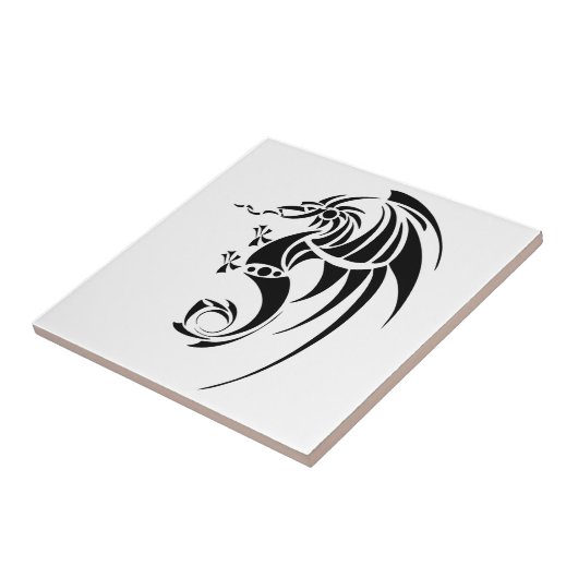 Dragissous V1 - zwarte draak Tegeltje (Zijkant)