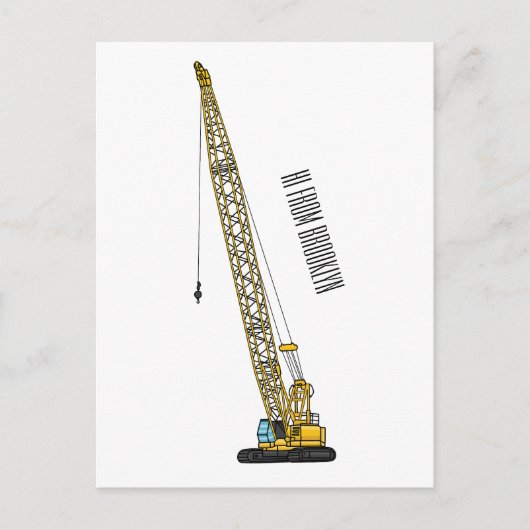 Dragline graafmachine cartoon illustratie briefkaart (Voorkant)