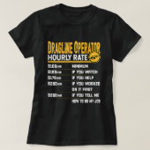 Dragline Operator Tarief per uur Grappige graafmac T-shirt (Design voorkant)