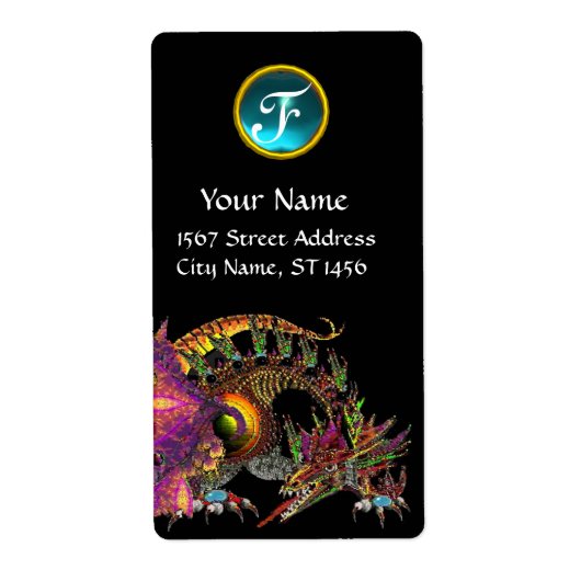 DRAGO, Blue Aquamarine Monogram Etiket (Voorkant)