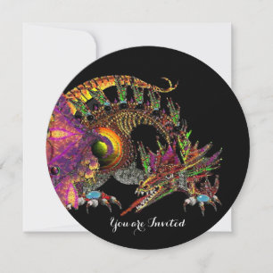 DRAGO / FANTASIE DRAGON IN GOUD ROZE PURPER ZWART KAART