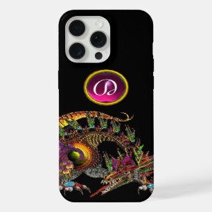 DRAGO,FANTASY DRAAK,ROZE PAARSE EDELSTEEN MONOGRAM iPhone 15 PRO MAX CASE
