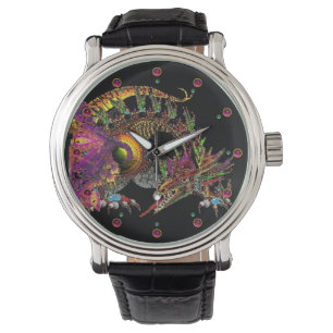 DRAGO / FANTASY DRAGON IN GOLD EN ZWART HORLOGE