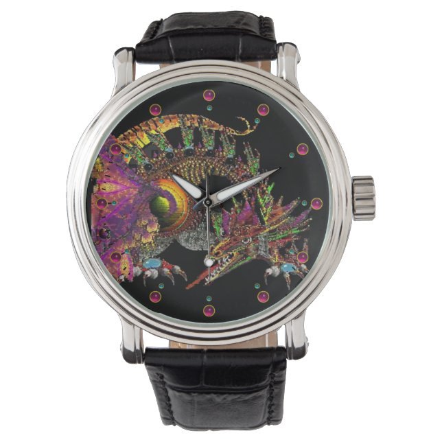 DRAGO / FANTASY DRAGON IN GOLD EN ZWART HORLOGE (Voorkant)