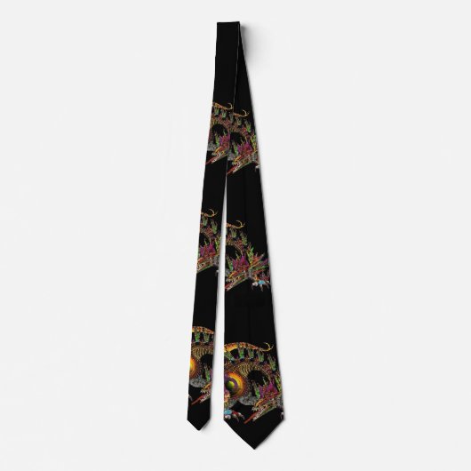 DRAGO / FANTASY DRAGON IN GOLD PAARS EN ZWART STROPDAS (Achterkant)