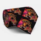 DRAGO / FANTASY DRAGON IN GOLD PAARS EN ZWART STROPDAS (Opgerold)