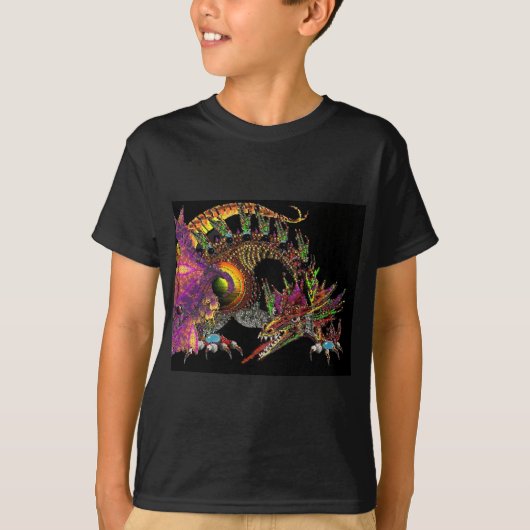 DRAGO / FANTASY DRAGON IN GOLD PAARS EN ZWART T-SHIRT (Voorkant)