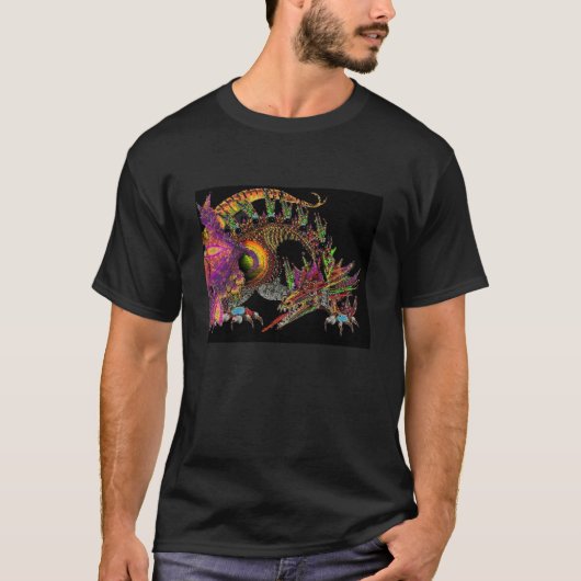 DRAGO / FANTASY DRAGON IN GOLD PAARS EN ZWART T-SHIRT (Voorkant)