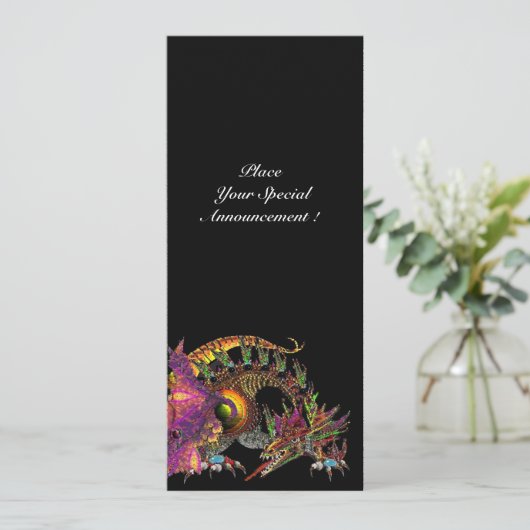 DRAGO / FANTASY DRAGON IN GOLD PINK PAARSE ZWART AANKONDIGING (Staand voorkant)