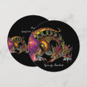 DRAGO / FANTASY-DRAGON IN GOUD ROZE PURPER ZWART KAART (Voorkant / Achterkant)