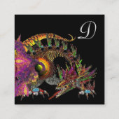 DRAGO/Fantasy Dragon Monogram Black Paars Vierkante Visitekaartje (Achterkant)