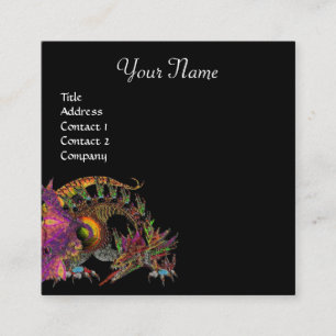 DRAGO/Fantasy Dragon Monogram Black Paars Vierkante Visitekaartje